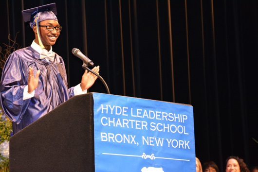 A Hyde-Bronx senior speaks at the very first graduation